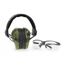 Słuchawki ochronne Active PRO + Okulary - Olive - RealHunter