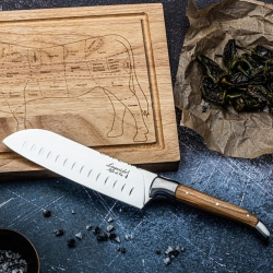 Nóż Laguiole Santoku Olive z deską do krojenia