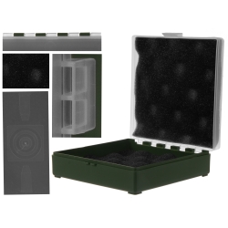 Pudełko Megaline 11x11x3,5 zielono-przezroczyste gąbka 2 szczęki rekina