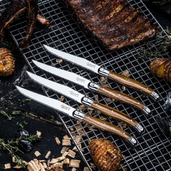 Nóż Laguiole do steków z stali nierdzewnej 6 sztuk w bloku drewnianym