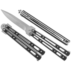 Nóż motylkowy Joker JKR200 srebrno-czarny