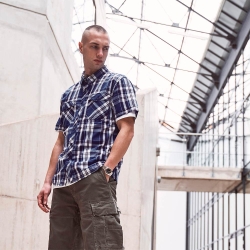 Koszula męska Brandit Roadstar krótki rękaw niebieska