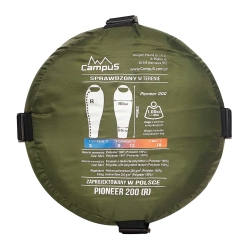 Śpiwór Campus PIONEER 200 zielony dla leworęcznych