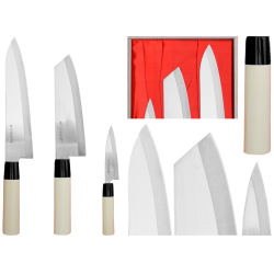 Zestaw 3 noży Satake Megumi Szefa kuchni / Santoku Bunka / nóż uniwersalny