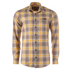 Koszula męska Tagart Sunny, flanelowa, w zółto-brązową kratę