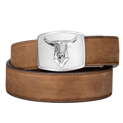 Pas Kore Essentials Bull Buckle Brown Buffalo Leather Gun Belt