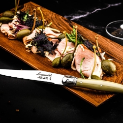 Nóż Laguiole do steków z stali nierdzewnej 6 sztuk w bloku drewnianym