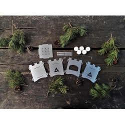 Kuchenka Piran składane SCOUT + zestaw z rusztem i paliwem