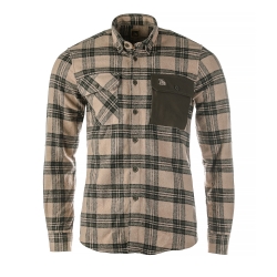 Koszula męska Tagart Alaska slim, flanelowa,  beżowa w zieloną kratę
