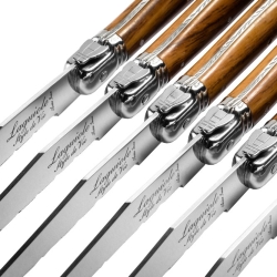 Nóż Laguiole do steków z stali nierdzewnej 6 sztuk w bloku drewnianym