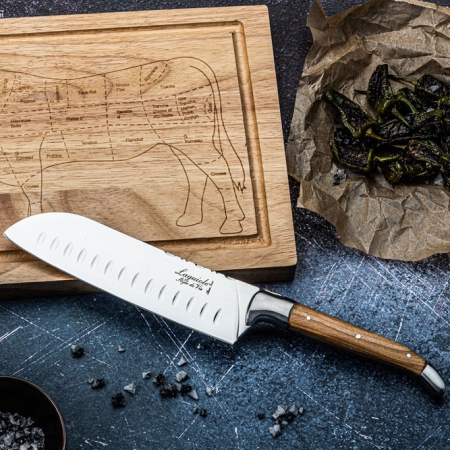 Nóż Laguiole Santoku Olive z deską do krojenia