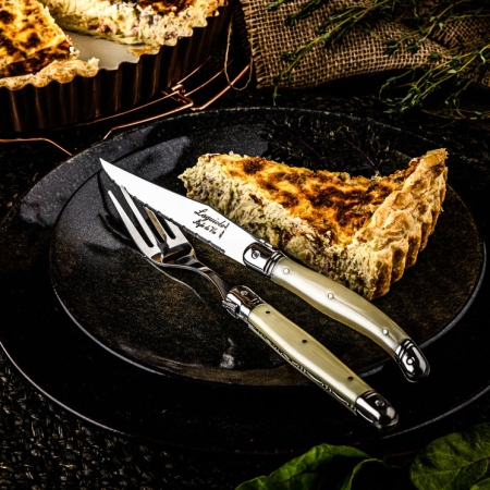 Nóż Laguiole do steków z stali nierdzewnej 6 sztuk w bloku drewnianym