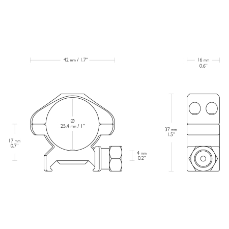 Montaż lunety Hawke Precision Steel niski 1