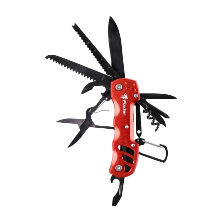 Multitool Foxter narzędzie wielofunkcyjne survival 13w1 czerwony