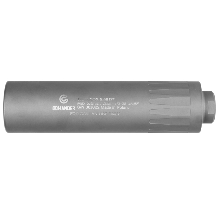 Tłumik do broni Gomander Tactinox 5,56 DT nienasuwany 42 mm 1/2x28 stal nierdzewna szary