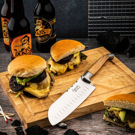 Nóż Laguiole Santoku Olive z deską do krojenia