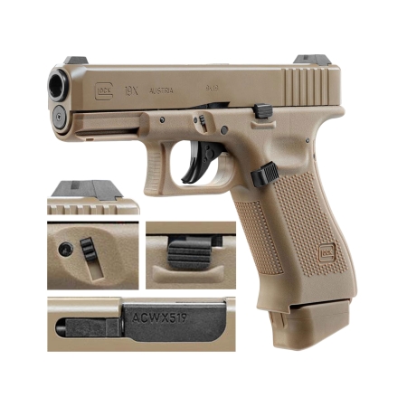 Replika pistolet ASG Glock 19X 6 mm coyote CO2