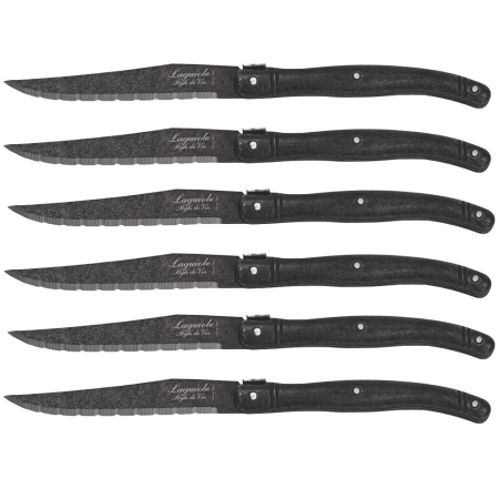 Nóż Laguiole do steków Black Stonewash 6 szt.