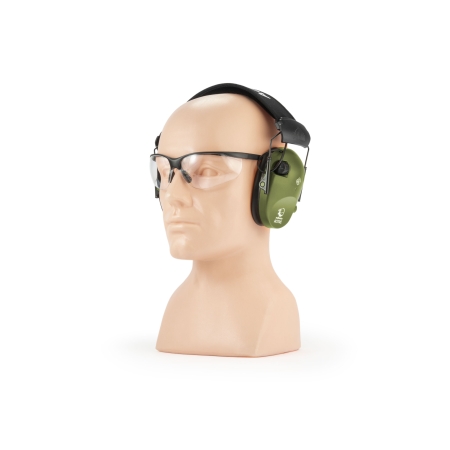Ochronniki słuchu aktywne RealHunter Active PRO oliwkowe + okulary