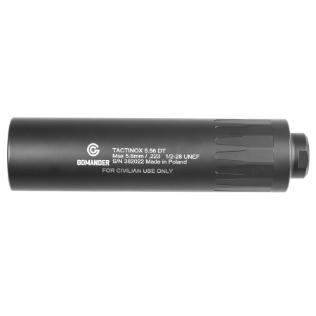Tłumik do broni Gomander Tactinox 5,56 DT nienasuwany 42 mm 1/2x28 stal nierdzewna czarny
