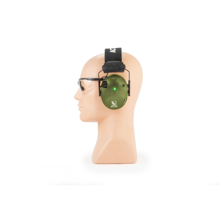 Ochronniki słuchu aktywne RealHunter Active PRO oliwkowe + okulary