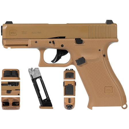 Pistolet wiatrówka Glock 19X blowback 4,5 mm coyote BB CO2