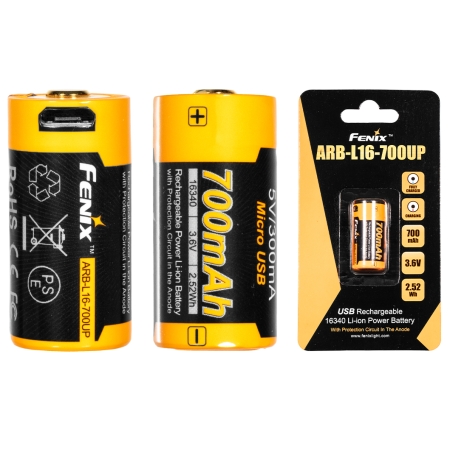 Akumulator Fenix USB ARB-L16UP (16340 RCR123 700 mAh 3,6 V)