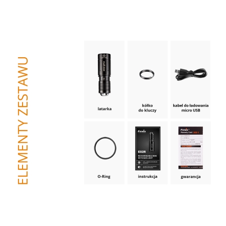 Latarka LED Fenix E02R czarna