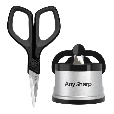 Zestaw ostrzałka AnySharp classic srebrna plus mini nożyczki