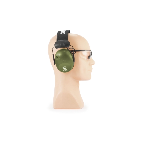 Ochronniki słuchu aktywne RealHunter Active PRO oliwkowe + okulary