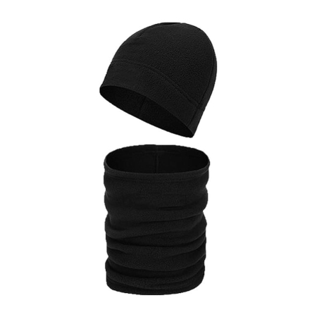 Czapka polarowa Beanie z kominem - Czarna - CMG